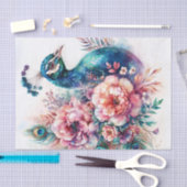 ピーコックウォーターカラフルカラーフローラアート 薄葉紙 (クラフト)