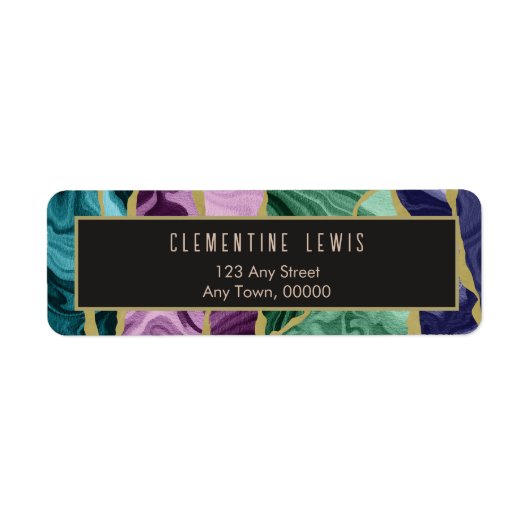 ピーコックウォーターカラーアゲート差出人住所ラベル ラベル (正面)