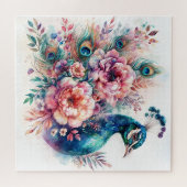 ピーコックウォーターカラーフローラポートレート ジグソーパズル (横)