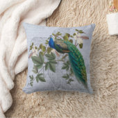 ピーコックエフェラロマンティックブルーヴィンテージグラフィック クッション (ブランケット)