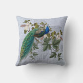 ピーコックエフェラロマンティックブルーヴィンテージグラフィック クッション (裏面)