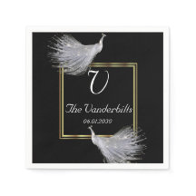 ピーコックエレガネスインブラック金ゴールドとホワイト結婚ズ