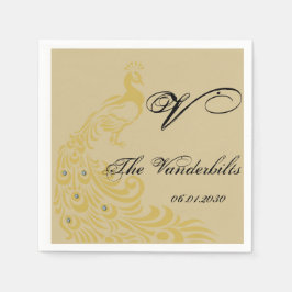 ピーコックエレガンスとアールデコしゃれているモノグラム スタンダードカクテルナプキン