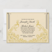 ピーコックエレガンスアールデコしゃれている結婚式招待状 招待状 (正面)