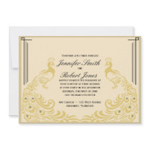 ピーコックエレガンスアールデコしゃれている結婚式招待状