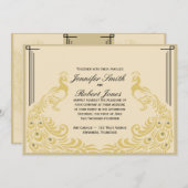 ピーコックエレガンスアールデコしゃれている結婚式招待状 招待状 (正面/裏面)