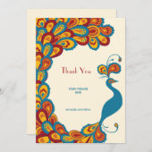 ピーコックエレガンスヴィンテージウェディングサンキューカード サンキューカード (正面/裏面)
