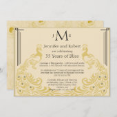 ピーコックエレガンス結婚アールデコ記念日 招待状 (正面/裏面)