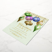 ピーコックエレガントオーナメントクリスマスパーティー 箔招待状 (回転した状態)