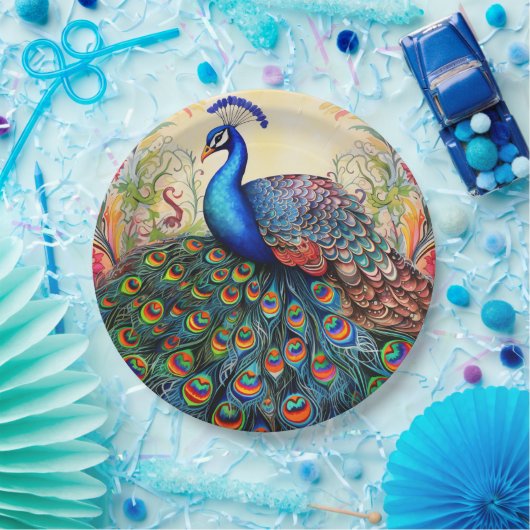 ピーコックエレガントフローラかわいらし ペーパープレート (パーティー)