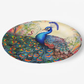 ピーコックエレガントフローラかわいらし ペーパープレート (アングル)