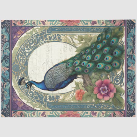 ピーコックエレガントフローラエフェメラパープルデクページ 薄葉紙 (正面)