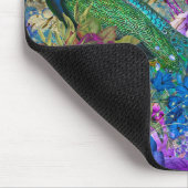 ピーコックエレガントヴィンテージパープルティール(緑がかった色)金ゴールドモノグラム マウスパッド (コーナー)