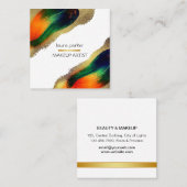 ピーコックエレガント抽象芸術金ゴールドモダングリッター スクエア名刺 (正面/裏面)