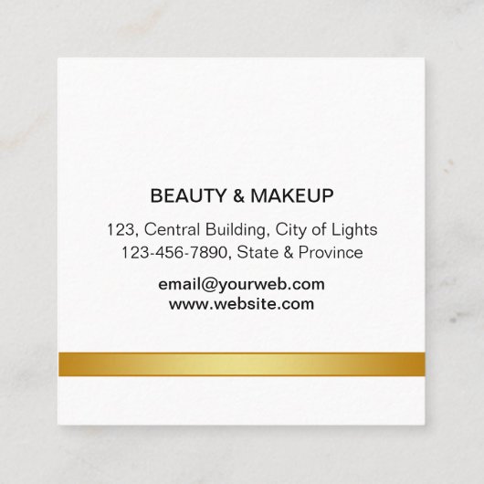 ピーコックエレガント抽象芸術金ゴールドモダングリッター スクエア名刺 (裏面)