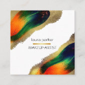 ピーコックエレガント抽象芸術金ゴールドモダングリッター スクエア名刺 (正面)