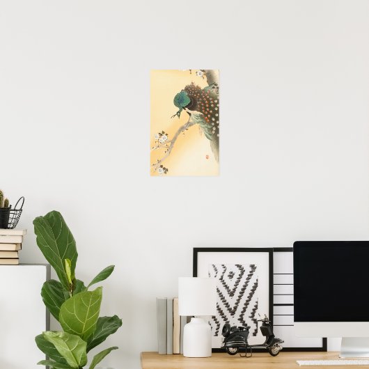 ピーコックオンさくらんぼ花の木by大原小村 ポスター (ホームオフィス)