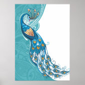 ピーコックオンティール(緑がかった色)イラストレーション ポスター (正面)