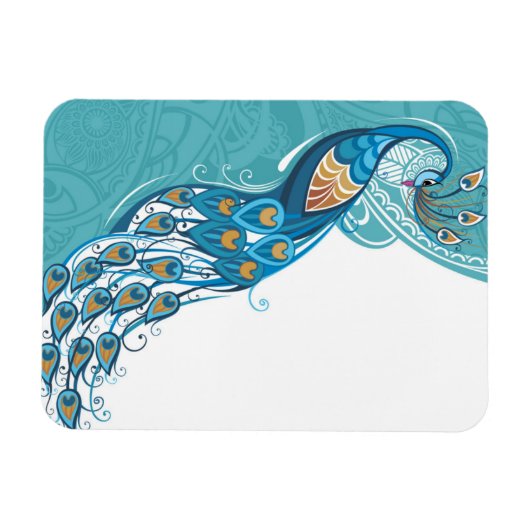 ピーコックオンティール(緑がかった色)イラストレーション マグネット (横)