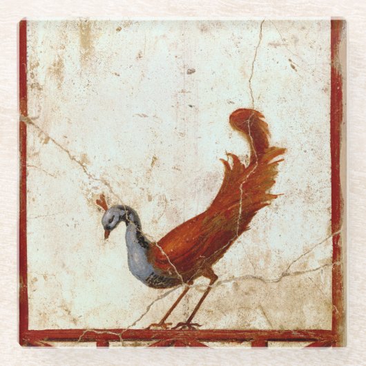 ピーコックオンフレスコ古代ローマアンティーク絵画ズ ガラスコースター (正面)