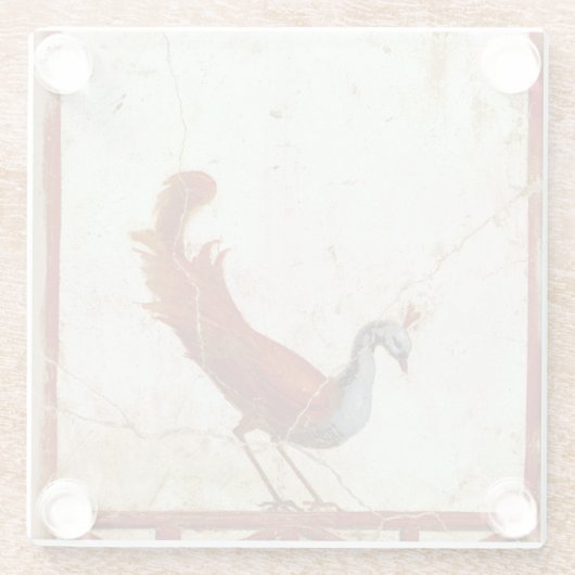 ピーコックオンフレスコ古代ローマアンティーク絵画ズ ガラスコースター (裏面)