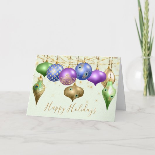 ピーコックオーナメントフォトクリスマス シーズンカード (正面)