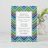 ピーコックカラーズシェブロンパターンブライダルシャワー 招待状 (スタンド正面)