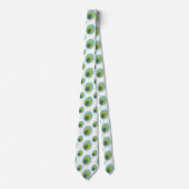 ピーコックカラーターコイズブルーグリーンミッドセンチュリー ネクタイ (正面)