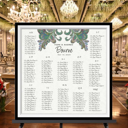 ピーコックカラー – 100から150人のゲスト – アルファベット ポスター