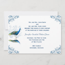 ピーコックガーデンインブルーホワイト結婚式招待状 招待状