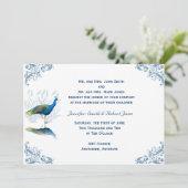 ピーコックガーデンインブルーホワイト結婚式招待状 招待状 (スタンド正面)