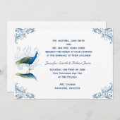 ピーコックガーデンインブルーホワイト結婚式招待状 招待状 (正面/裏面)