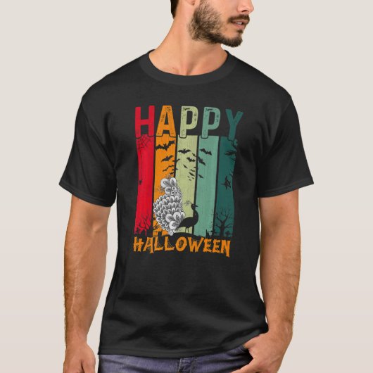 ピーコックガールズボーイズレトロスタイルハロウィンディナーP Tシャツ (正面)