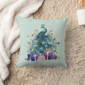 ピーコッククリスマスパープルブルーティール(緑がかった色) クッション (ブランケット)