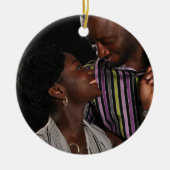 ピーコッククリスマスフォトオーナメントファミリーカップル セラミックオーナメント (正面)