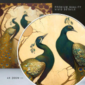 ピーコッククリムト金ゴールドグリーンウォールデコールアールヌーボー タイル