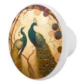 ピーコッククリムト金ゴールドグリーンデコールアールヌーボー セラミックノブ (右)