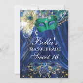 ピーコックグラムマスカレードバースデーパーティ招待状 招待状 (正面)