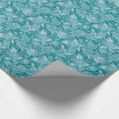 ピーコックグリーンアンドホワイトヴィンテージペイズリー ラッピングペーパー (角)