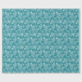 ピーコックグリーンアンドホワイトヴィンテージペイズリー ラッピングペーパー (フラット)