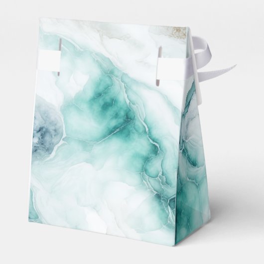 ピーコックグリーンエレガントマーブル結婚式の引き出物ボックス フェイバーボックス (裏面サイド)