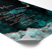 ピーコックグリーンバラ金ゴールドゲート大理石結婚のメニュー ポスター (角)