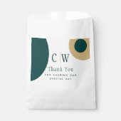 ピーコックグリーン結婚金ゴールドの感謝のギフトグッズ フェイバーバッグ (正面)