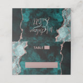 ピーコックグリーン&バラゴールドフォイル瑪瑙テーブル番号 プレイスカード (外部開封)