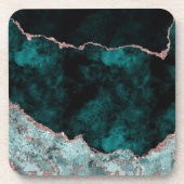 ピーコックグリーン&バラ金ゴールドアガテマーブル結婚ズ コースター (正面)