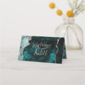 ピーコックグリーン&バラ金ゴールドリザーブドシー結婚ツ プレイスカード (裏面)