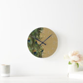 ピーコックゴールデンスワーリングオーナメントテンプレート ラウンド壁時計 (ホーム)