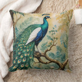 ピーコックゴールデンティール（緑がかった色）フローラジャングル クッション (ブランケット)