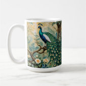 ピーコックゴールデンティール（緑がかった色）フローラジャングル コーヒーマグカップ (左)