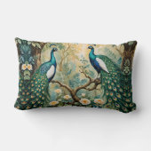ピーコックゴールデンティール（緑がかった色）フローラジャングル ランバークッション (裏面)